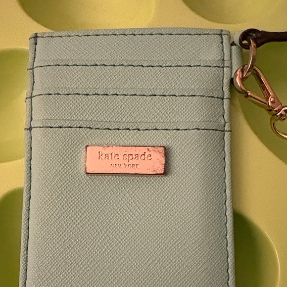 Kate Spade Aqua Card Holder with Black Strap - Picture 2 of 3
